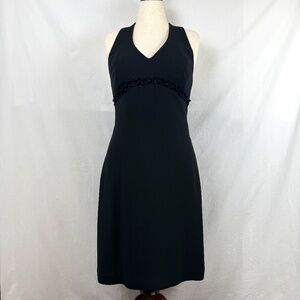 Amanda Smith LBD Black Halter Dress Midi Vintage Size 12